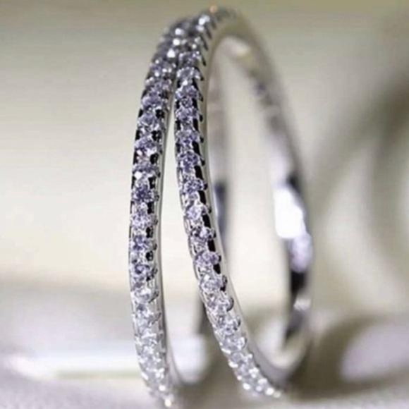 NEW FULL ETERNITY 925 STERLING SILVER DIAMOND BAND RING, CUTE RING, SHINY RING. - Picture 1 of 5